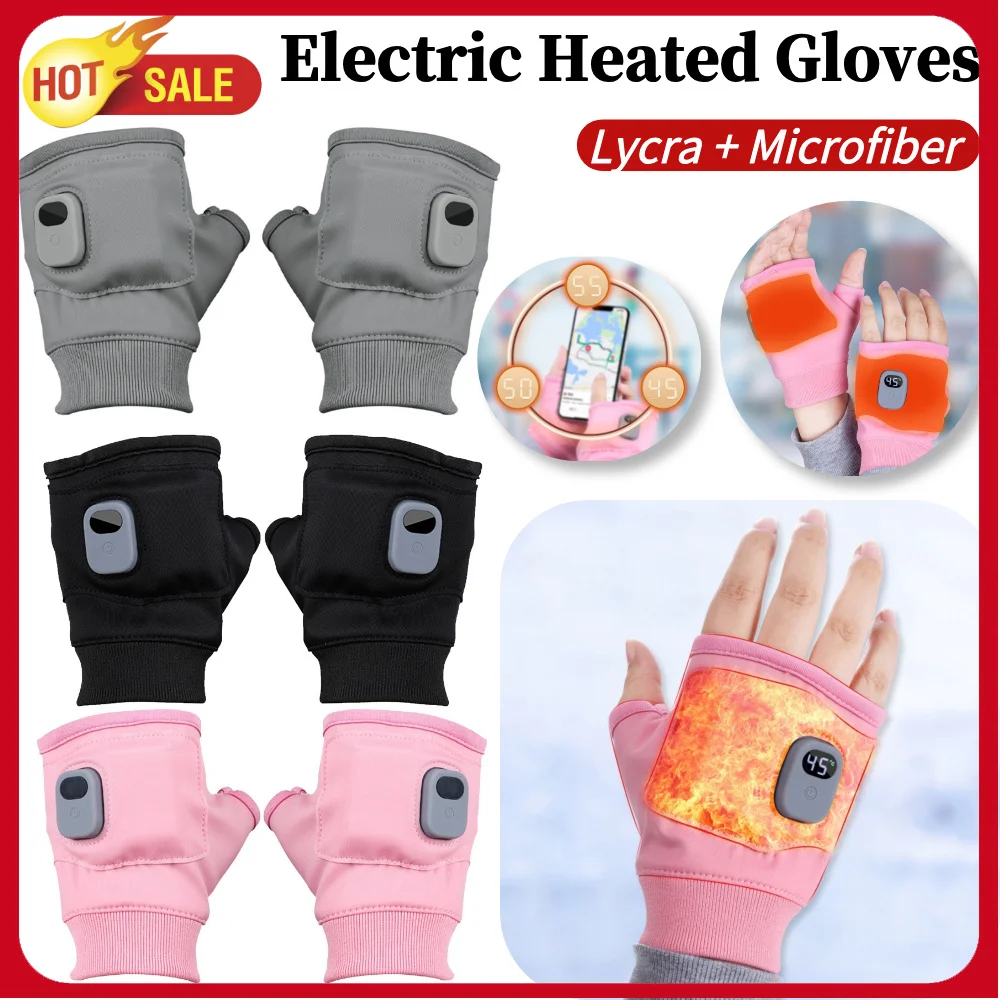

Electric Heating Gloves 360 Degree Heating Rechargeable Heated Gloves Fingerless Touchscreen for Outdoor Hiking Cycling