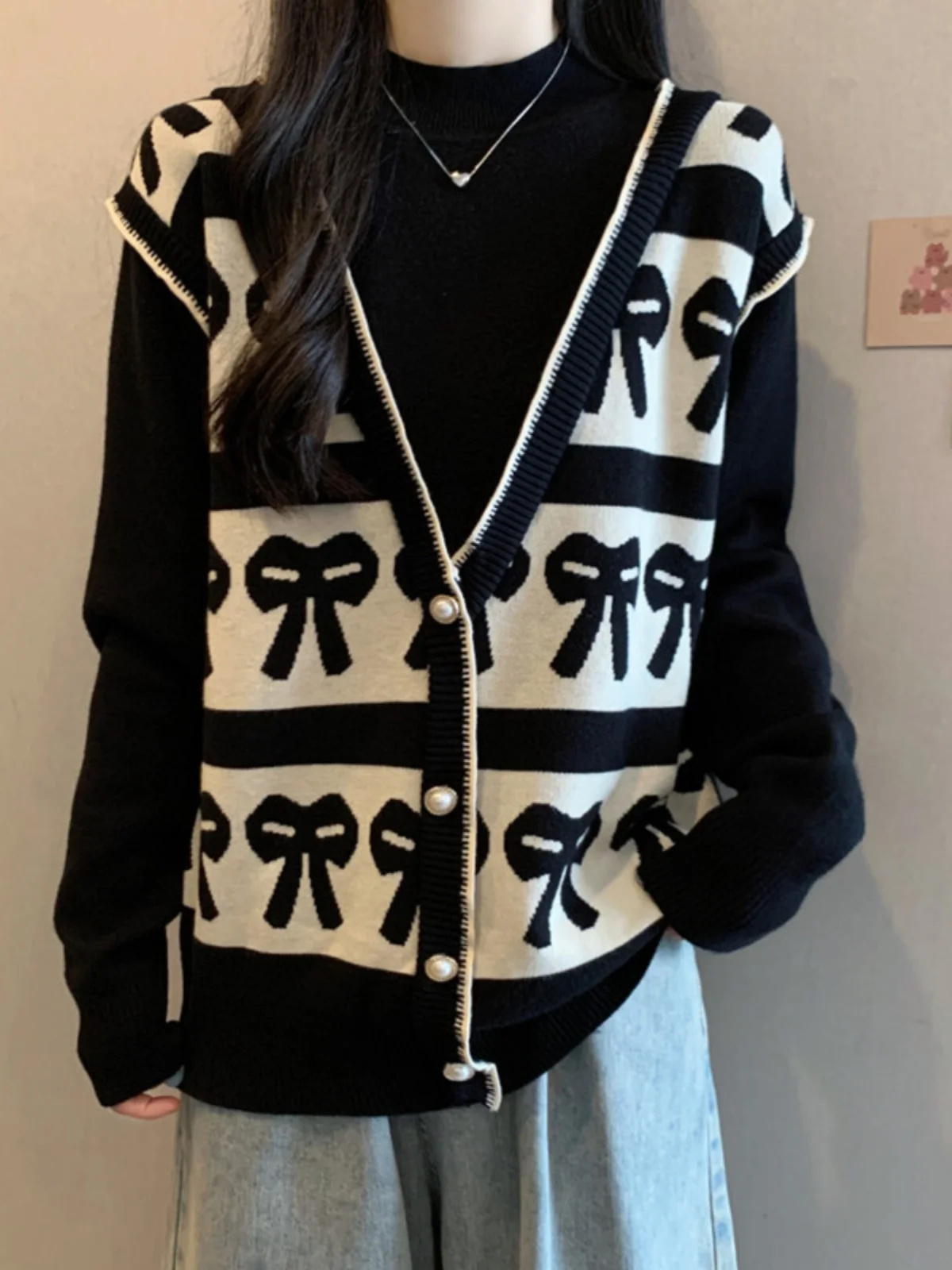 

plus Size Bla Patchwork Knitwear Sweater Women's Autumn Winter Hide Belly Button up Slimming Top High Waist Cotton Polyester