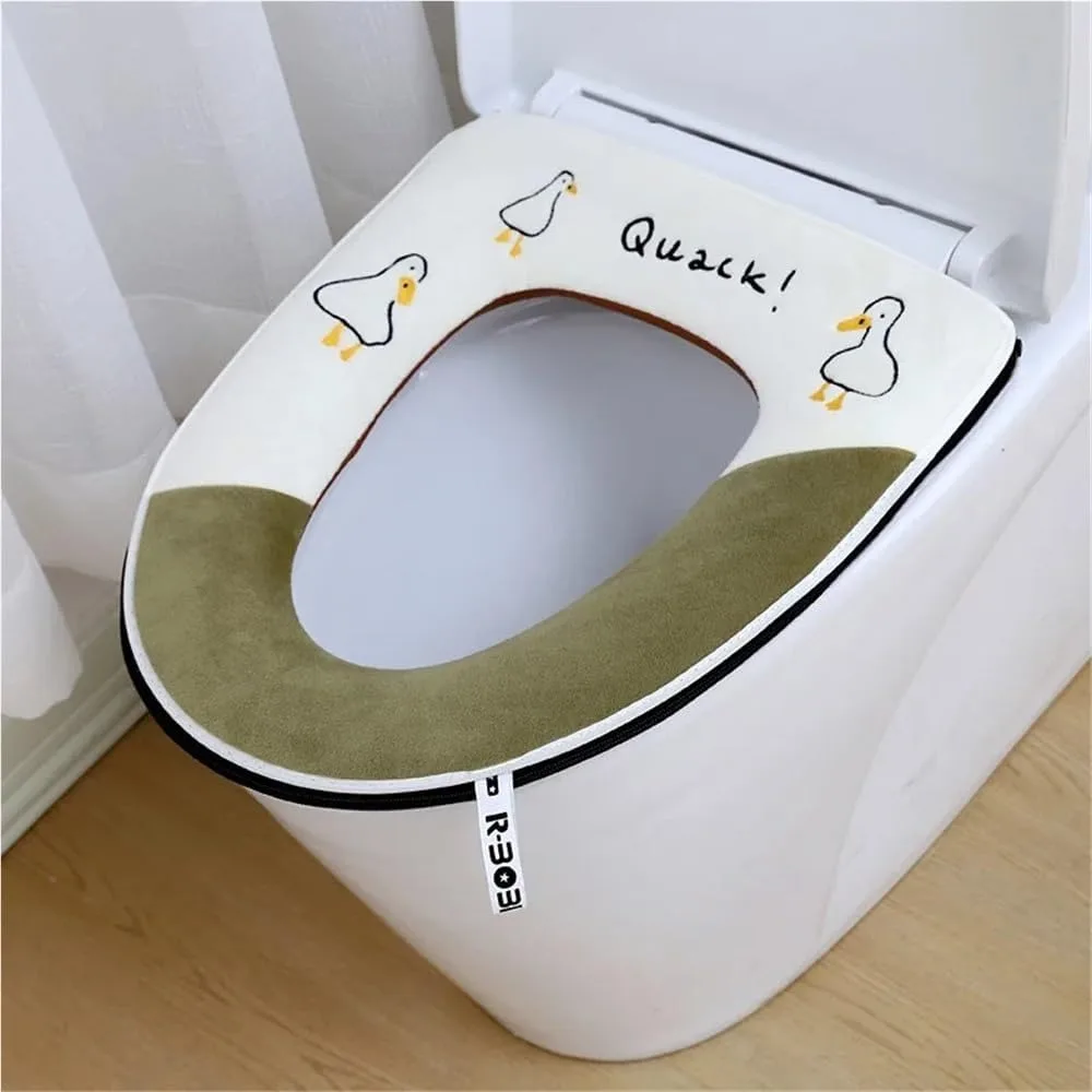 1pc Toilet Mat Universal WC Cushion Zipper Winter Soft Toilet Seat Pad Cape Back Waterproof Home Potty Seats Cover Warm