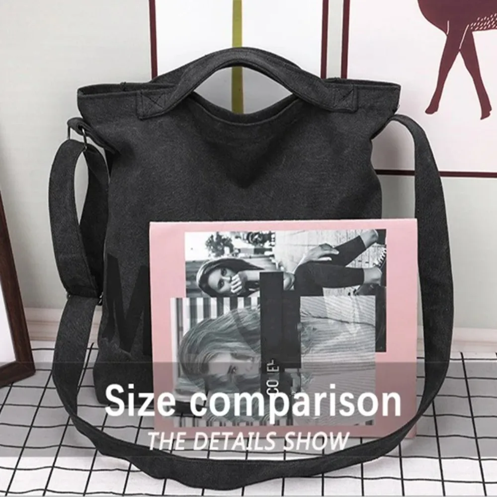 

Durable Large Capacity Women Canvas Bag Retro Korean Men's Shoulder Bag Letter Handbags Crossbody Bag Unisex