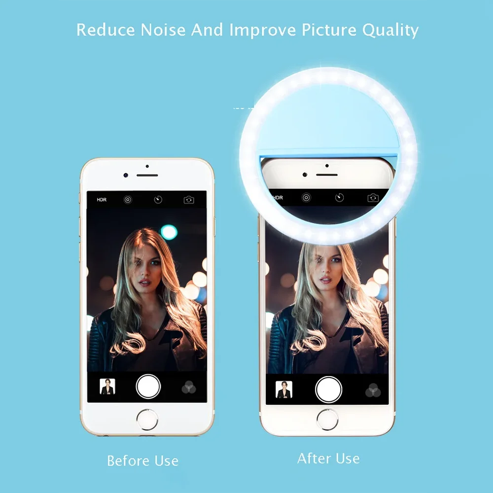LED Selfie Ring Light Rechargeable Portable Clip-on Selfie Fill Light For iPhone Xiaomi Huawei SmartPhone Selfie Lamp USB Charge