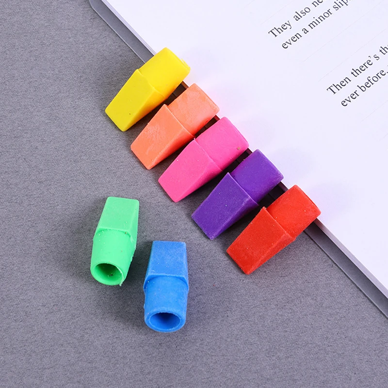 100/200PCS Pencil Cap Erasers – Assorted Color Rubber Tips for Office Desk, Drafting, Drawing & Daily Writing Correction TMZ