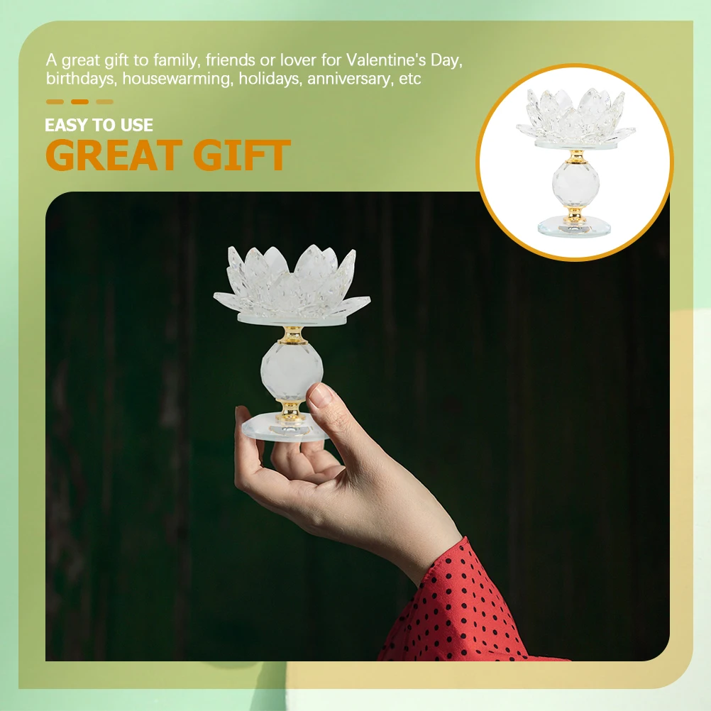

Crystal Lotus Candleholder Romantic Dining Table Support Wedding Decoration Festival Holder Gift