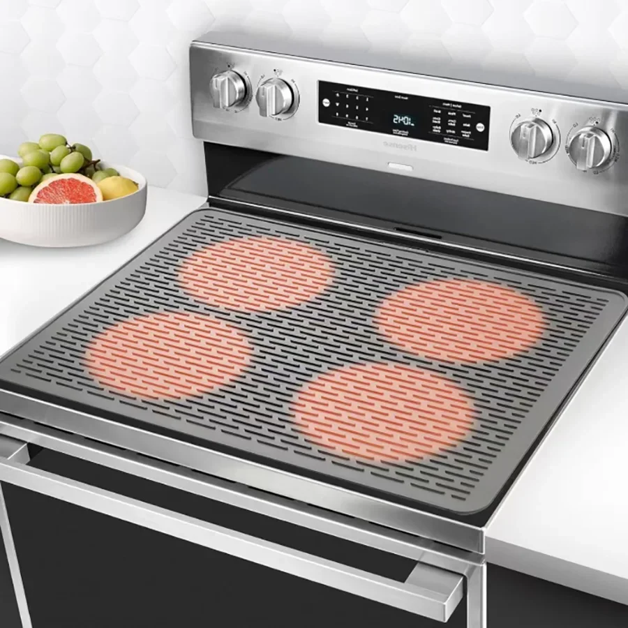 Silicone Stove Top Cover for Electric Stove Glass Cooktop Protector and Dish Drying Mats Kitchen Heat Insulated Pads & Mats