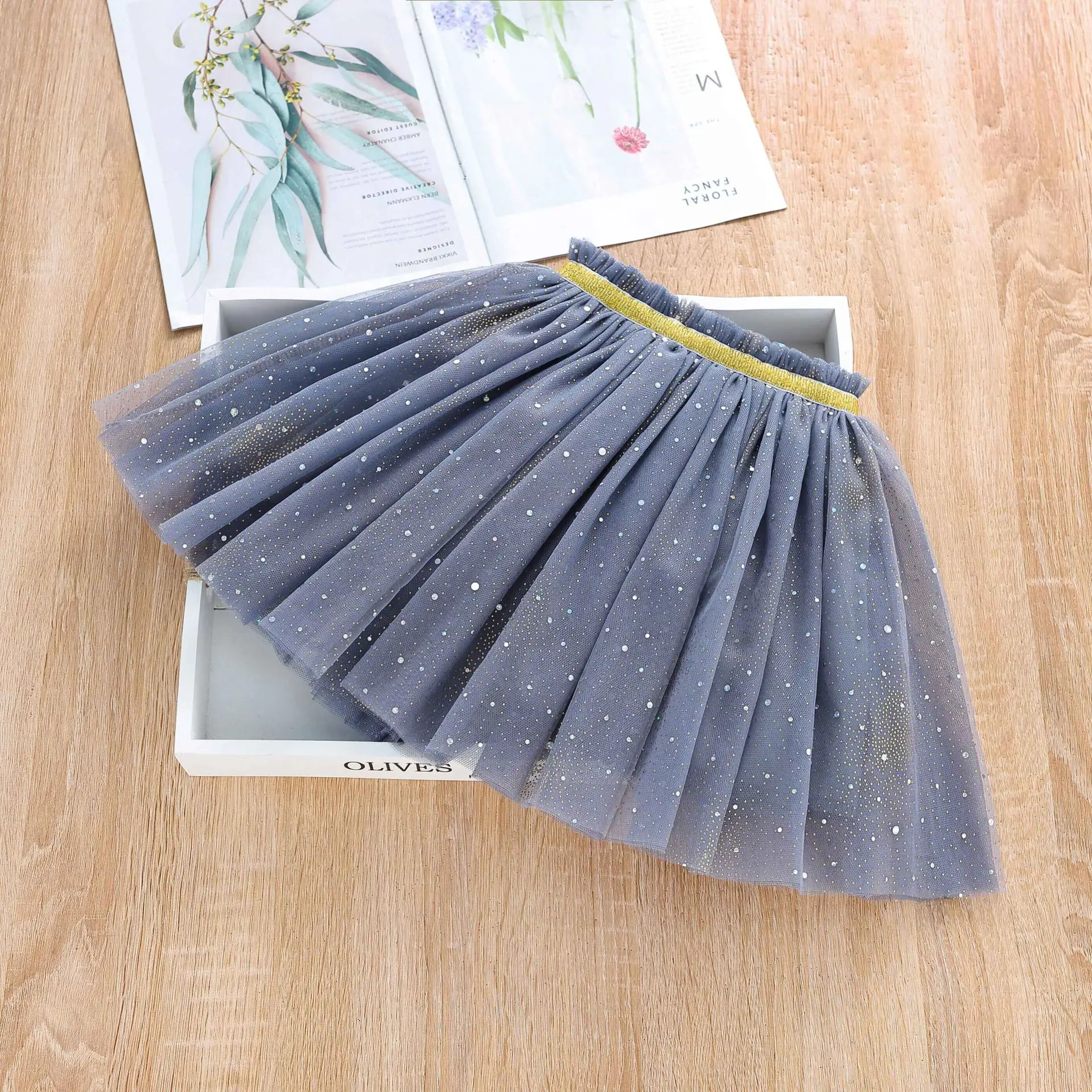 Spring Fall Fluorescent Sequins Starry Girls Skirts 2023 Summer School Girl Tulle Tutu Skirt Casual Children Pleated Skirt 3-10T