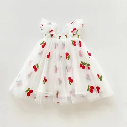 Sweet Baby Girl Dresses Lace Embroidery Summer Princess Dress Toddler Kids Birthday Party Vestidos Flying Sleeves Casual Clothes