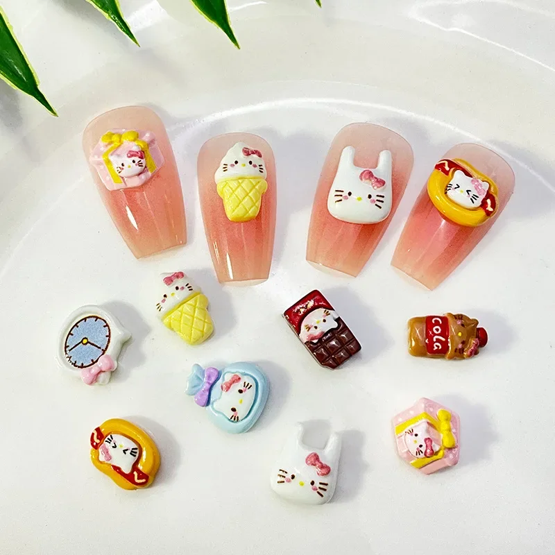 

20Pcs Adorable Hello Kitty Ice Cream Chocolate Rice Ball Accessories DIY nail charm accessories