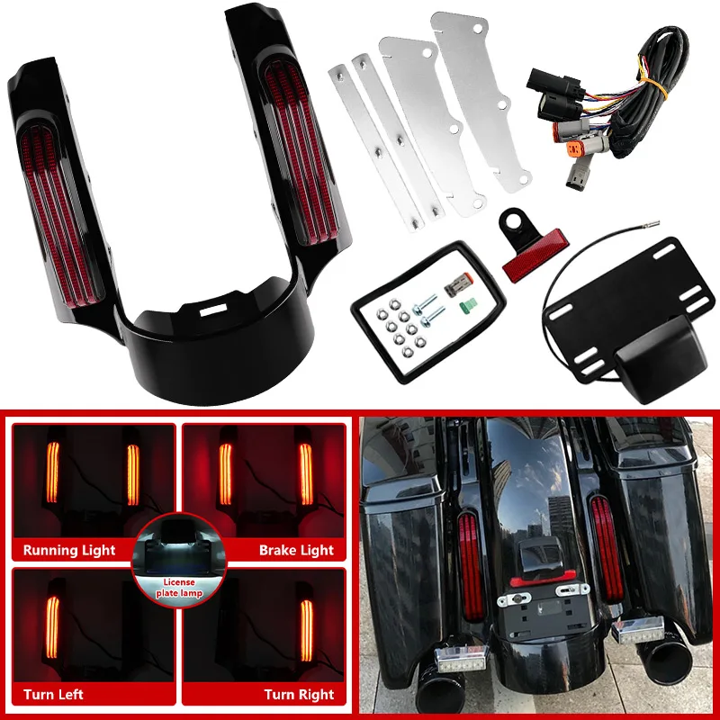 

2014-UP Red Motorbike Rear Fender Fascia Set For Harley Touring Road King FLHR Street Glide FLHX FLHR Motorcycle LED Tail Light