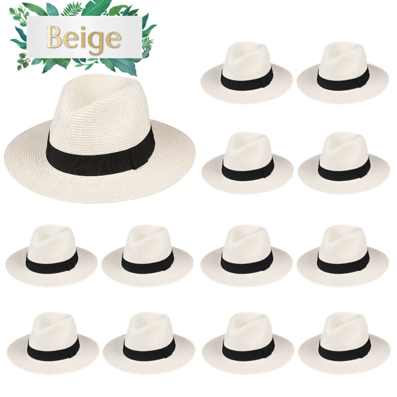 Zylioo Chapeau De Paille Panama XXL – Grand Chapeau Soleil Large Bord Anti-UV, Idéal Pour Grandes Têtes, Plage Et Vacances – Beige XL