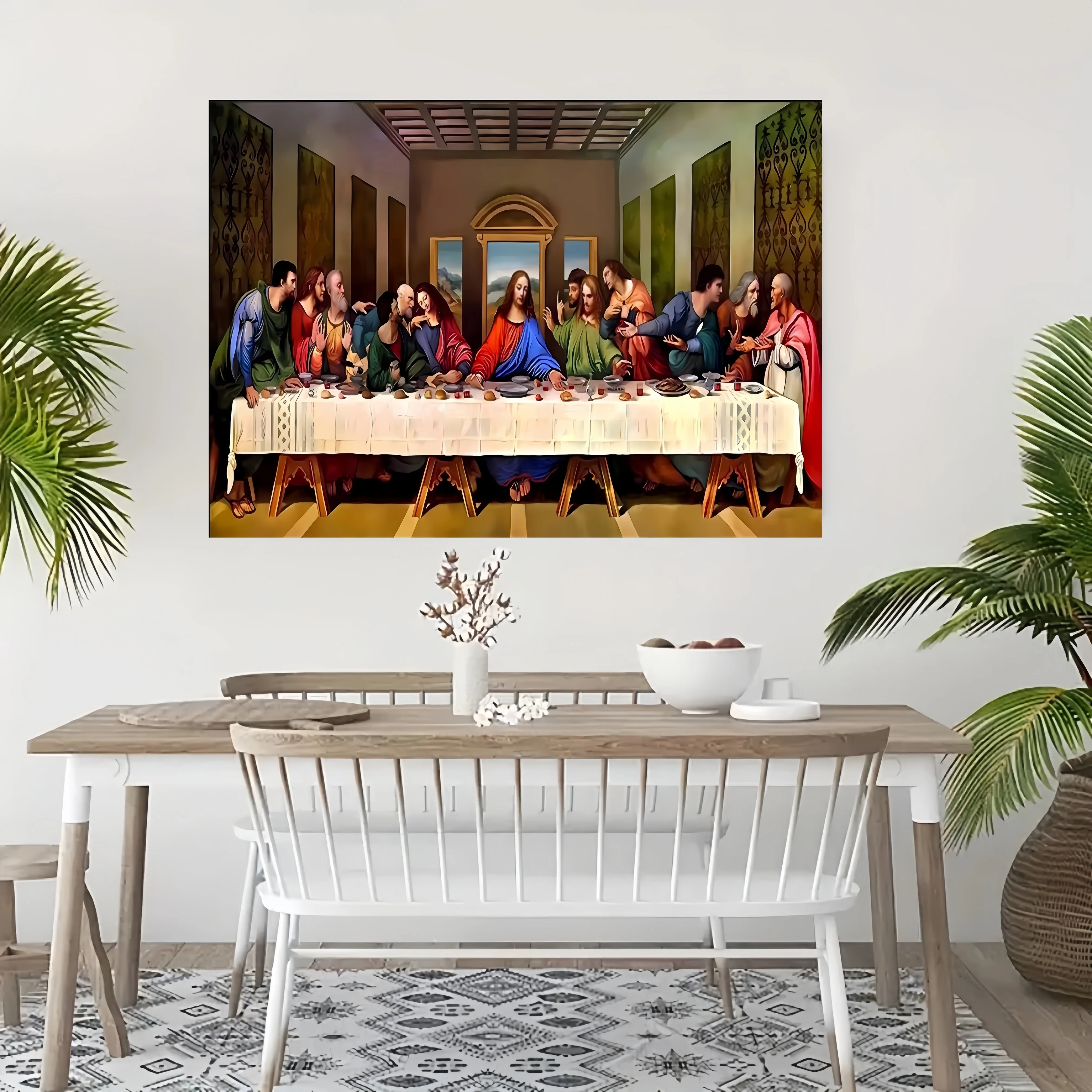 1000ピース DIY 最後の晩餐 ジグソーパズル - 厚くて丈夫な白い厚紙、継ぎ目のない縁、19.7x27.5インチの鮮やかなアート作品（広告用）