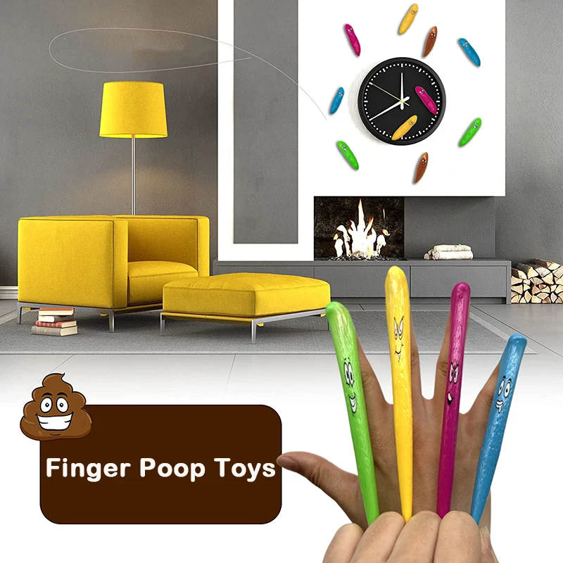 10Pcs Fun Finger Slingshot Poop Soft Rubber Toys Sticky Wall Launch Poop Pulling Toys Creative Spoofing Toys Festival Small Gift