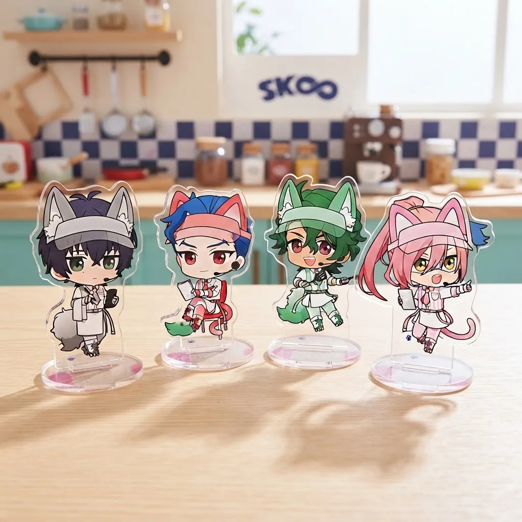 SK8 the Infinity Anime Acrylic Stand Cute Cat Ear Figure SK8Q Version Keychain Desktop Standee Tabletop Decoration Collectible