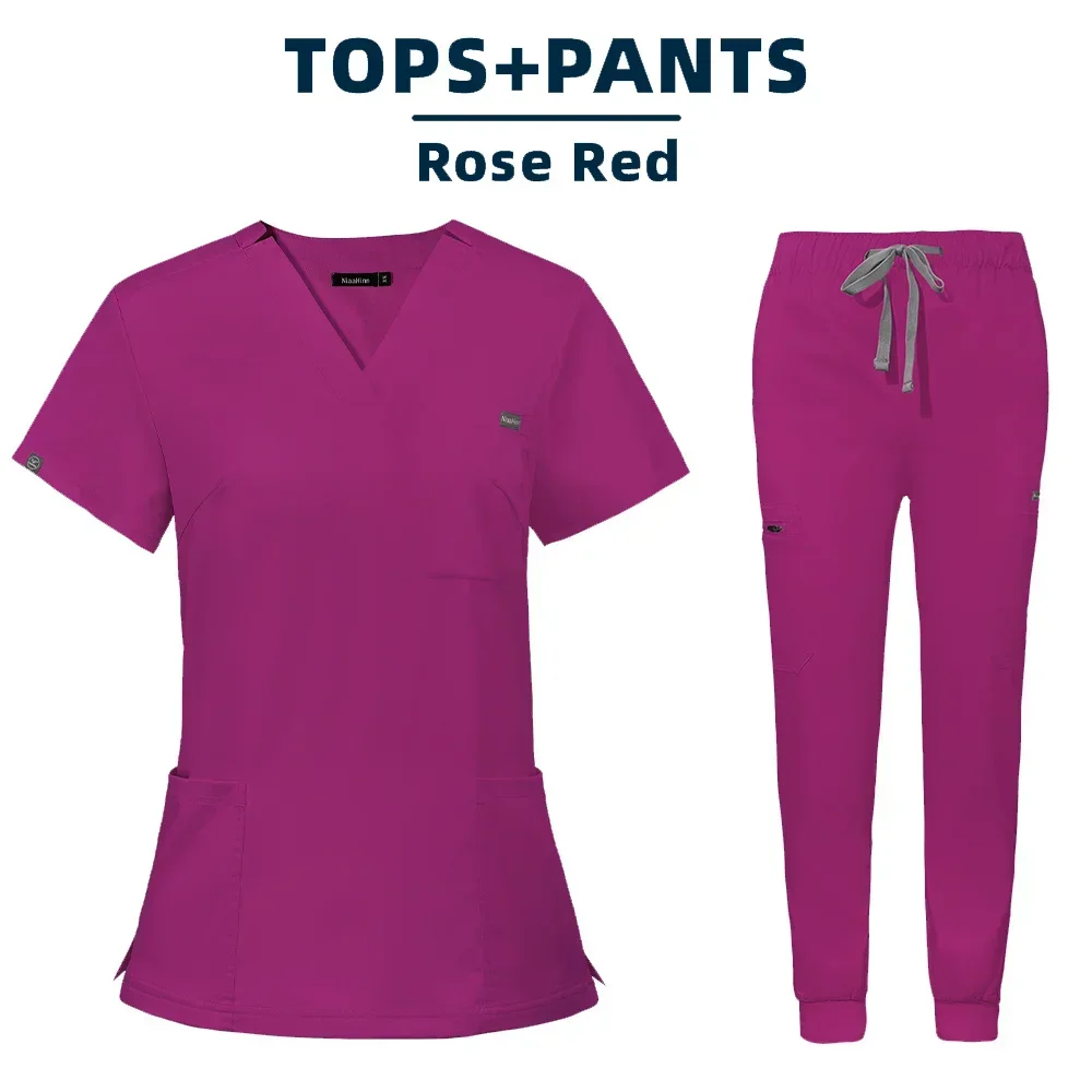 Women Scrubs Sets Nurse Accessories Medical Uniform Slim Fit Hospital Dental Clinical Workwear Clothing Surgical Overall Suits