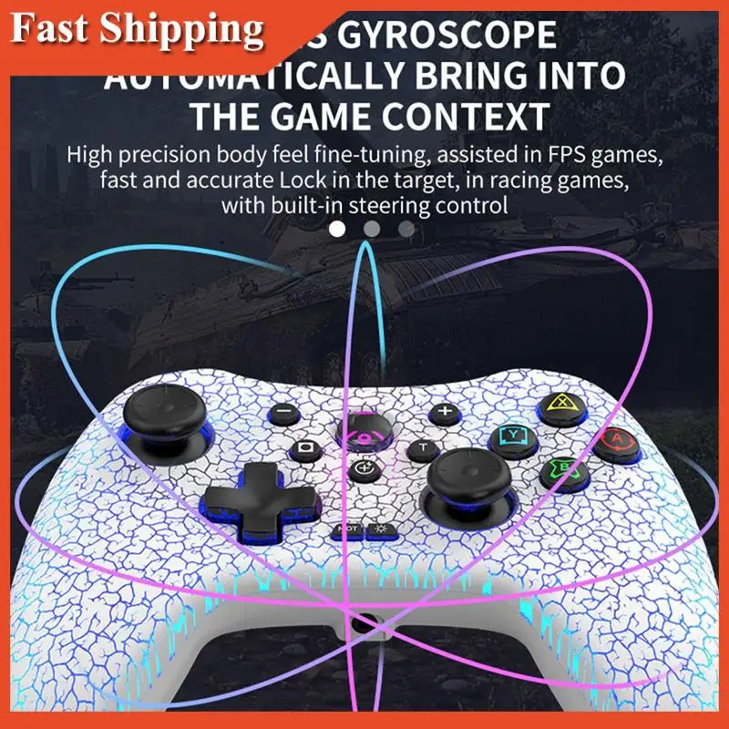 

Efficient Wireless Game Console+Receiver For Switch/Android/Ios/Pc 6-Axis Gyro High Precision Joystick Rgb Bluetooth Gamepad Dur