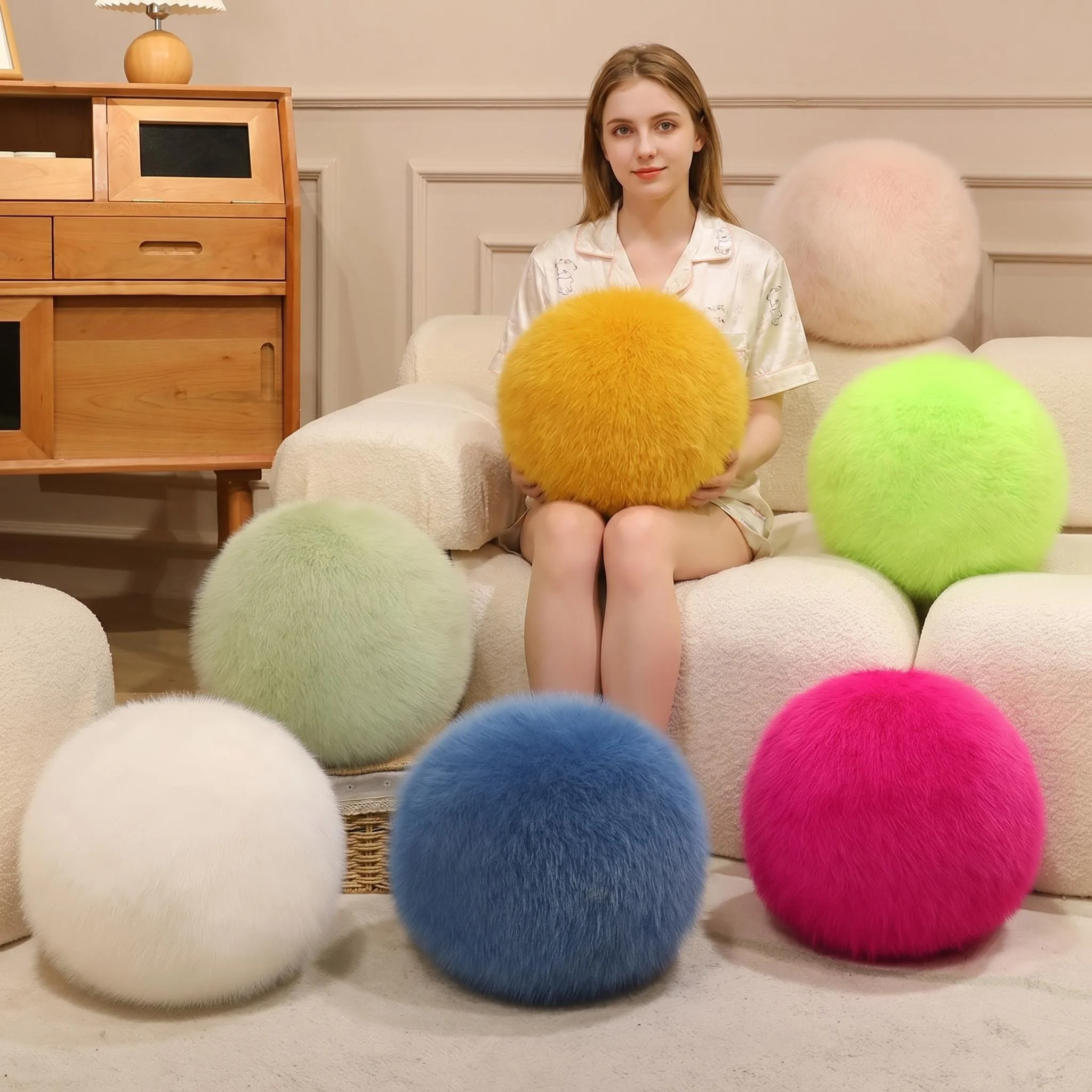 

Plush Spherical Ball Stuffed Toy Cute Throw Pillow Soft Sofa Cushion Home Decor Toys Napping Pillow Creative Birthday Gifts