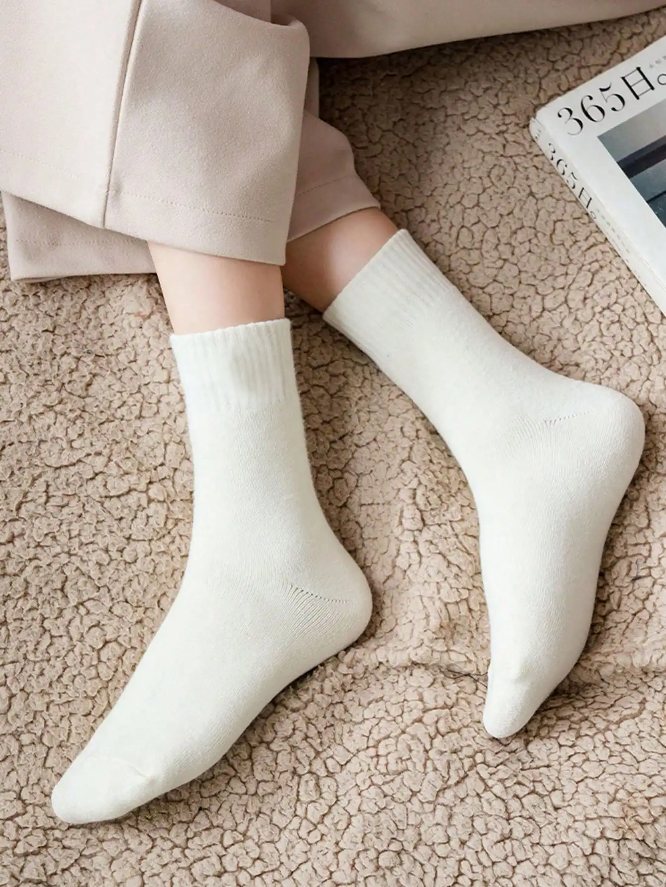 5 pairs of women\'s thickened terry socks pink socks winter spring autumn warm medium cotton socks