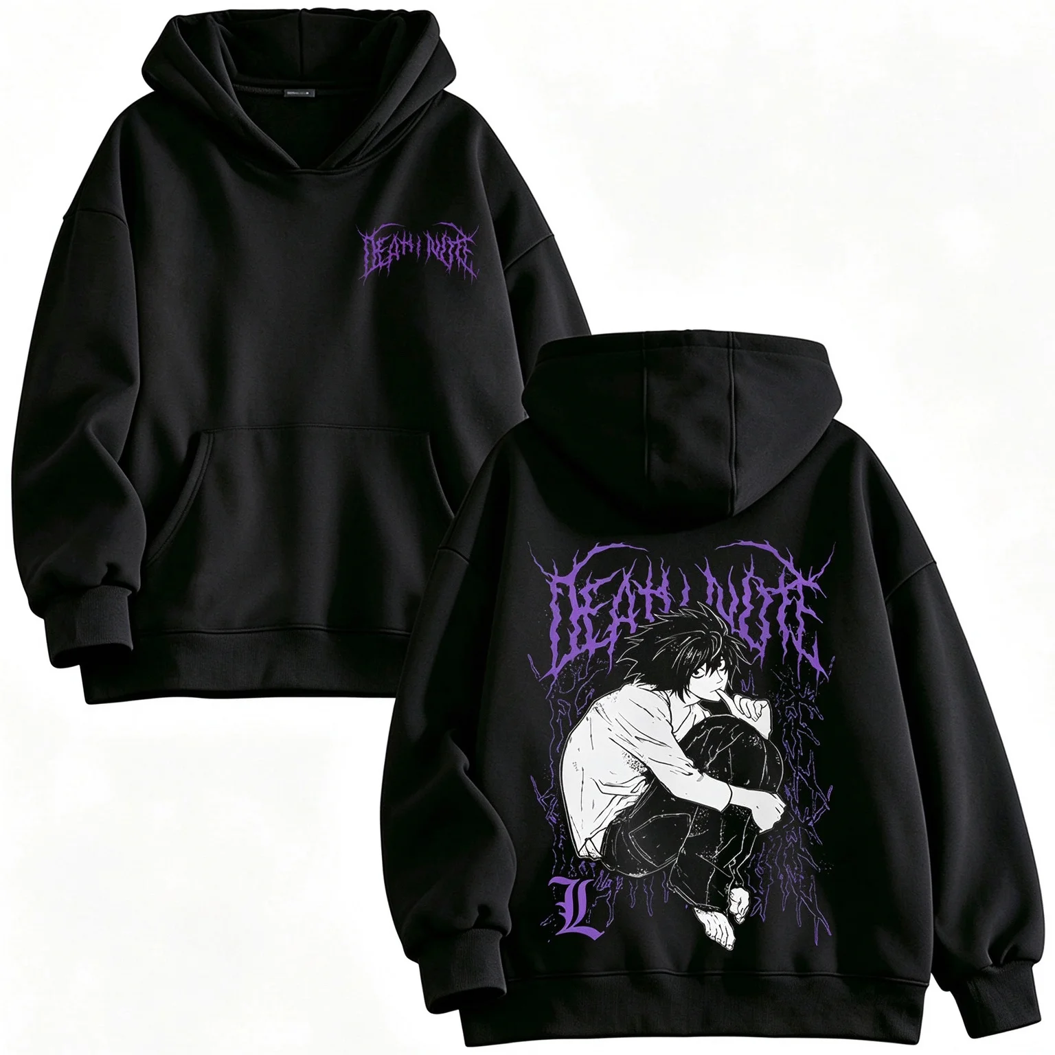 Death Note L Lawliet Anime Hoodie Unisex Pullover Sweatshirt Dark Gothic Streetwear Loose Hooded Tops For Manga Fans Daily Wear