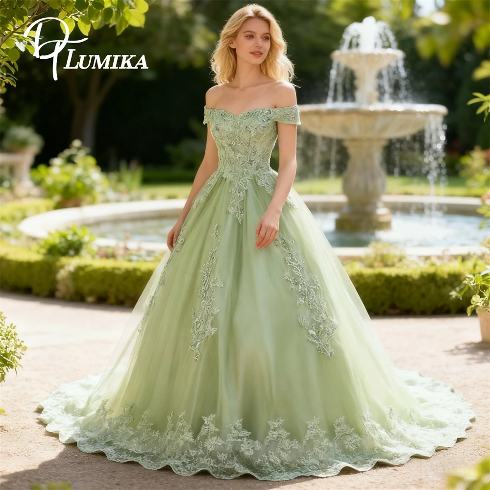 

DTLumika Classic Lace Prom Dress Quinceanera Dresses for Women Off the Shoulder Ball Gown Sweet 15 16 Dresses Lace-up Back