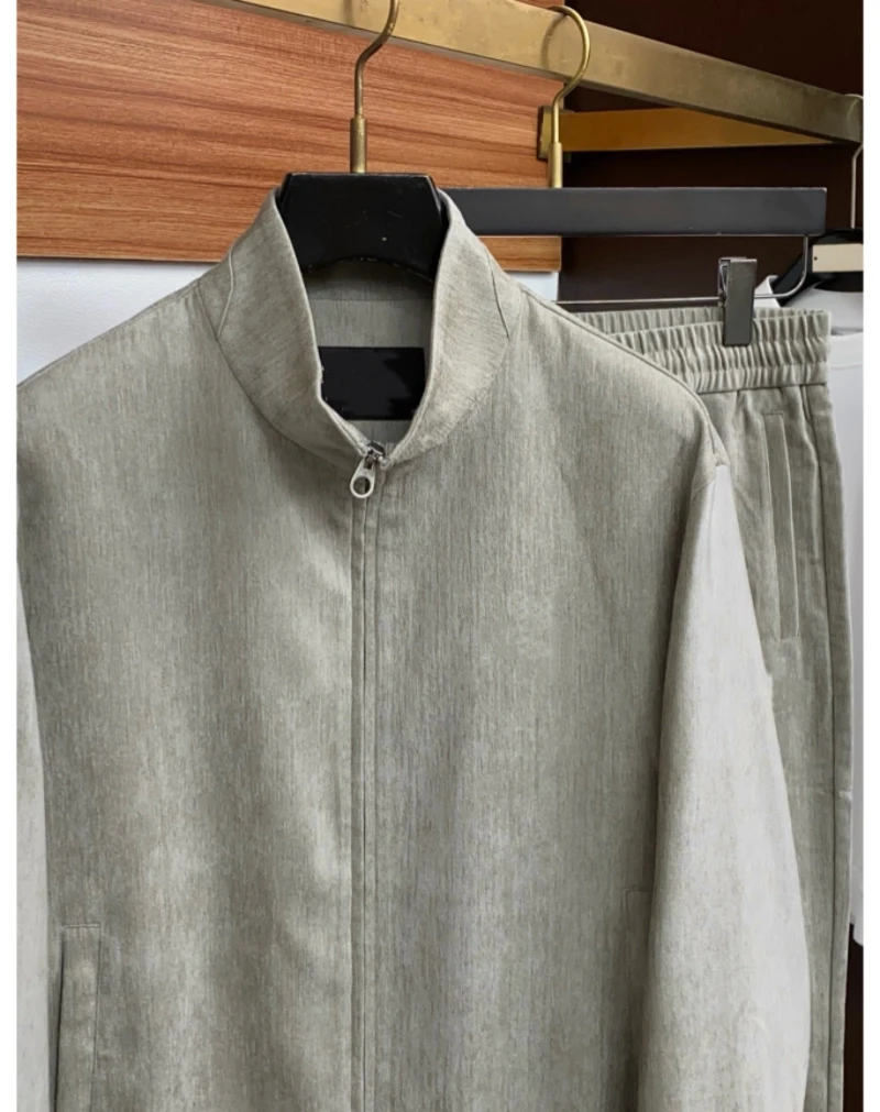 26AW Men Oldmoney style Italian LP* High-Quality Suit Standing collar Jacket  Casual Business Commuting Straight-Tail Pants
