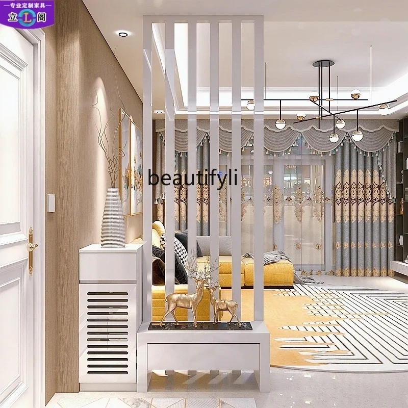 

A55 Modern simple living room screen partition entrance cabinet foyer white paint decorative cabinet