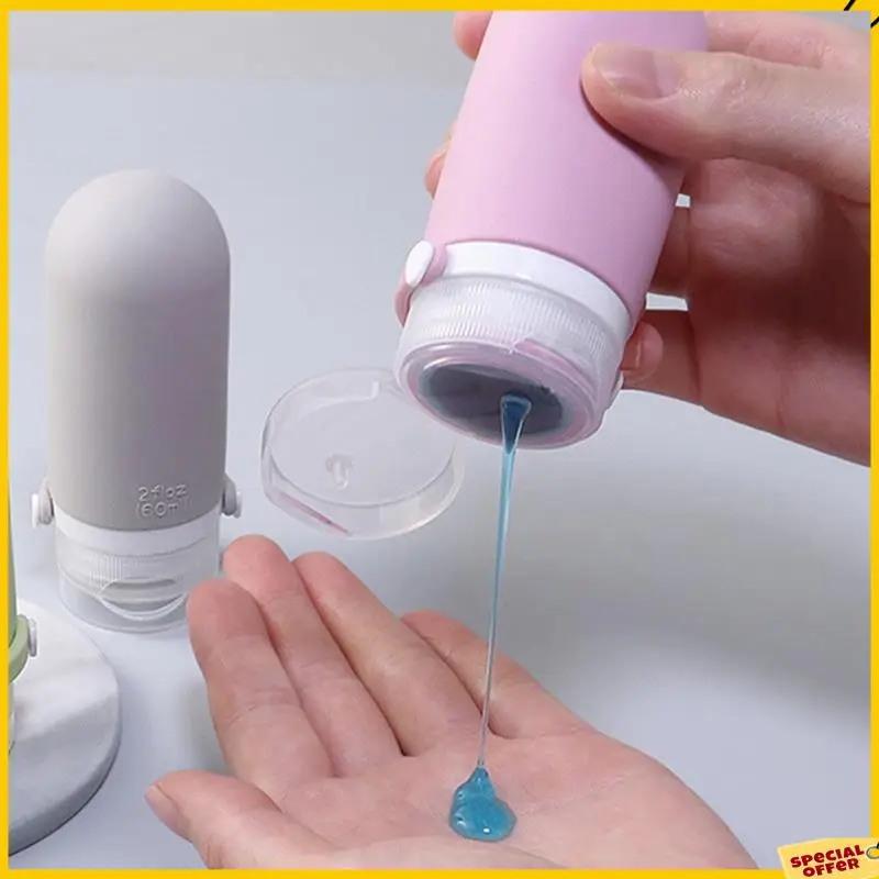 A24P ポータブルシリコントラベルボトル空の詰め替えパッキングローションシャンプー容器クリーム旅行 (90ml C)