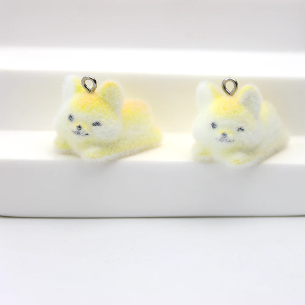 30 PCS 3D Flocking puppy Charms Plush Dolls Pendants  for Necklace Keychain Jewelry Making DIY Handmade Accessories Wholesale