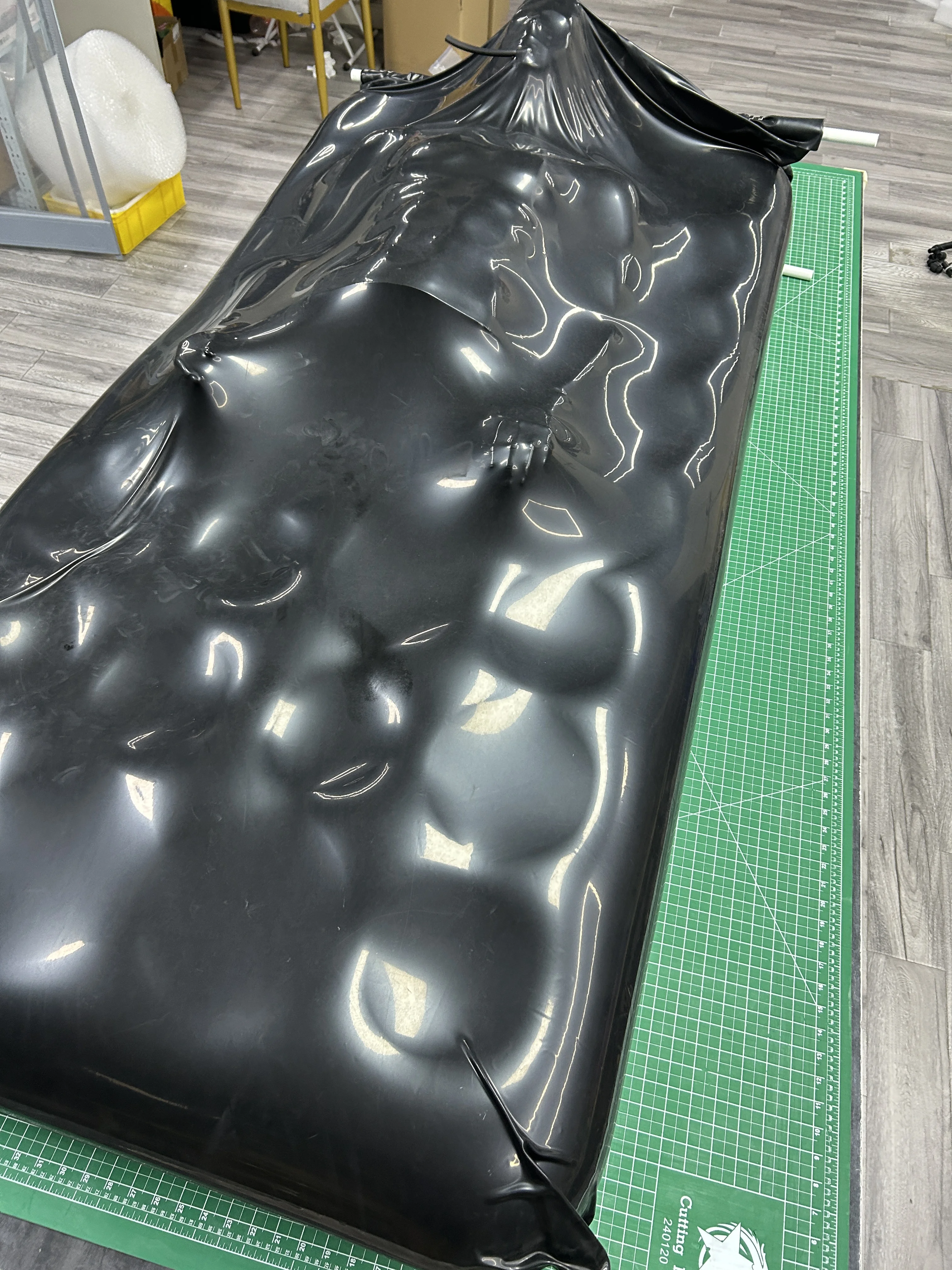 Matte Black Coated Fabric Contour Wrap Air Formed Shape Artistic Display