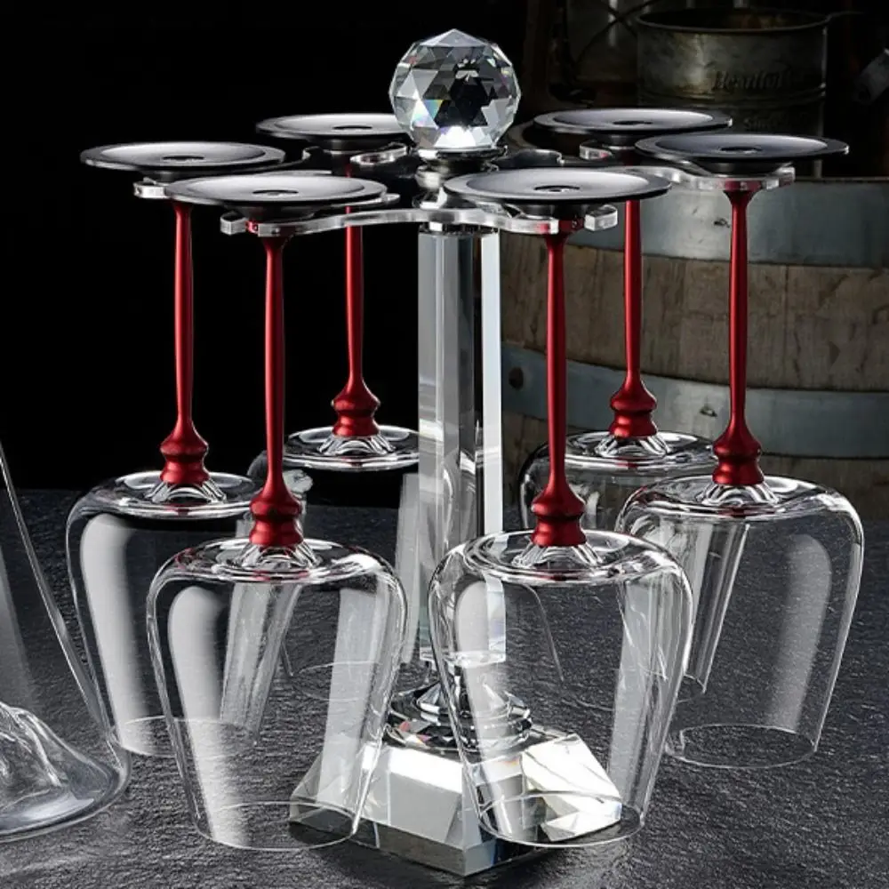 Unique Clear Rotating Glass Wine Glasses 500ml Thickened Base Crystal Goblet Ergonomic Holder Wine Decanter Glass Cup Cocktails