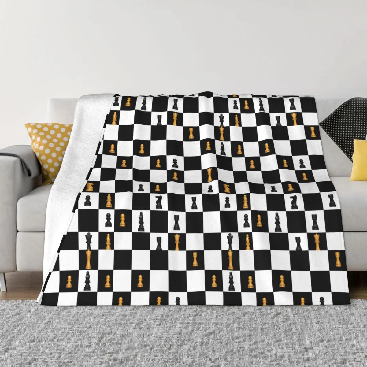 

Ultra-Soft Fleece Power Play Chess Game Throw Blanket Warm Flannel Chess Lover Piece Blankets for Bedroom Couch Bedspreads