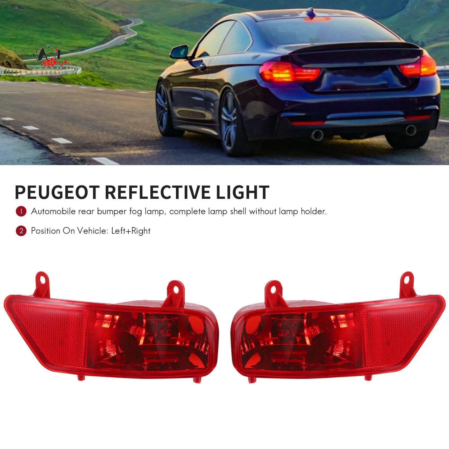 A10E-Car Rear Bumper Fog Lights Reflective Lights For 3008 2009 2010 2011 2012 2013 2014 2015 5.0 2 R