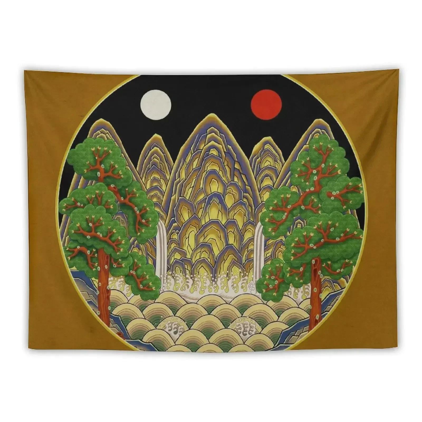 Five peaks of the sun and moon in Autumn: King’s painting Type B (Minhwa-Korean folk art) Tapestry House Decoration Tapestry