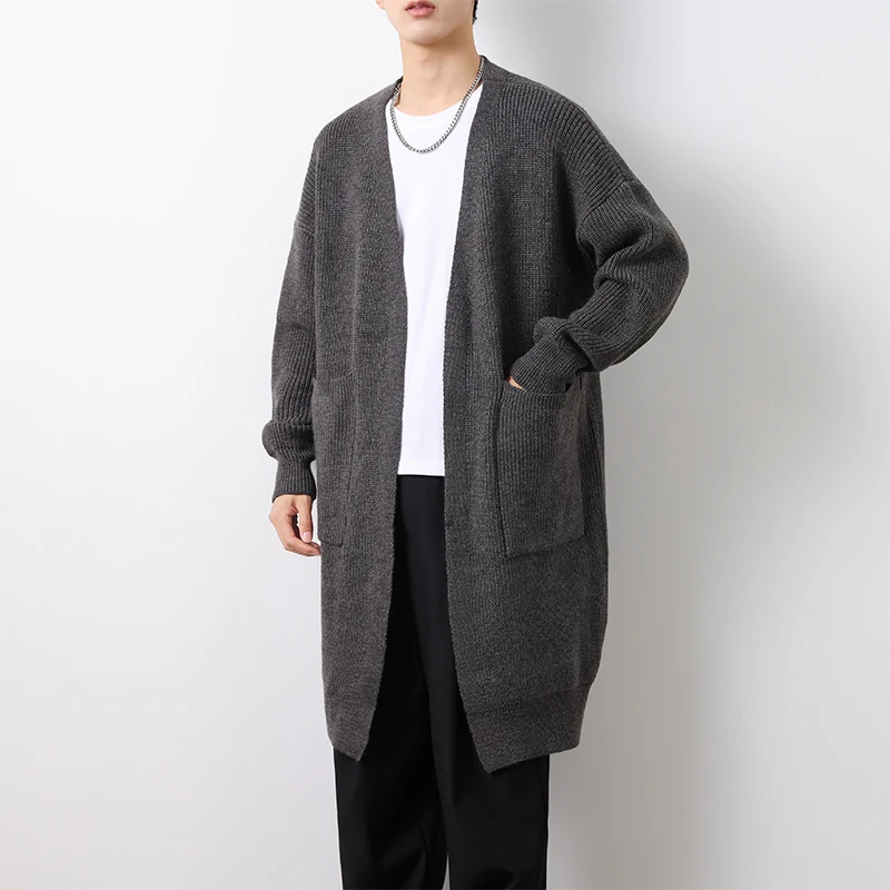 Mens Cardigan Sweater Long Autumn Winter Sweaters Knited Open Front with Deep Pockets Soft Touch 2024 Long Cardigan Coats Men