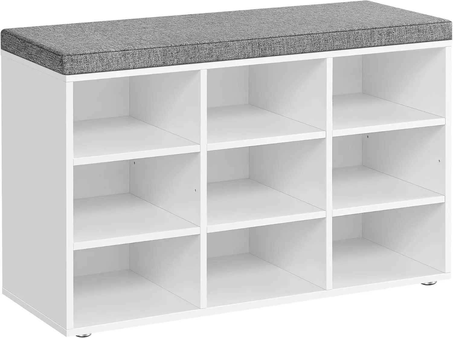 

Storage Bench with Padded Seat, Entryway Bench with 9 Compartments, for Bedroom, Cloud White and Dove Gray