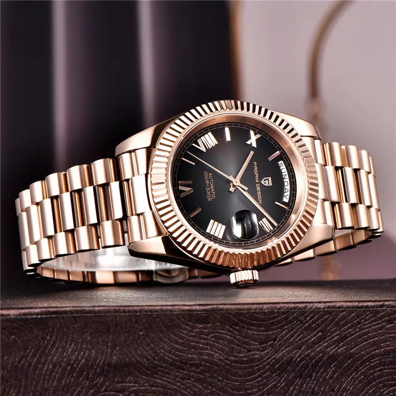 PAGANI DESIGN DD36 Men's Watches Rose Gold Luxury Mechanical Watch For Men Automatic Wristwatch Sapphire Waterproof Reloj Hombre