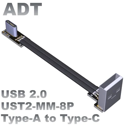 

USB 2.0 Type-A to Type-C flat charging data cable Type-C angle charging data cable core wire with shield to support high current
