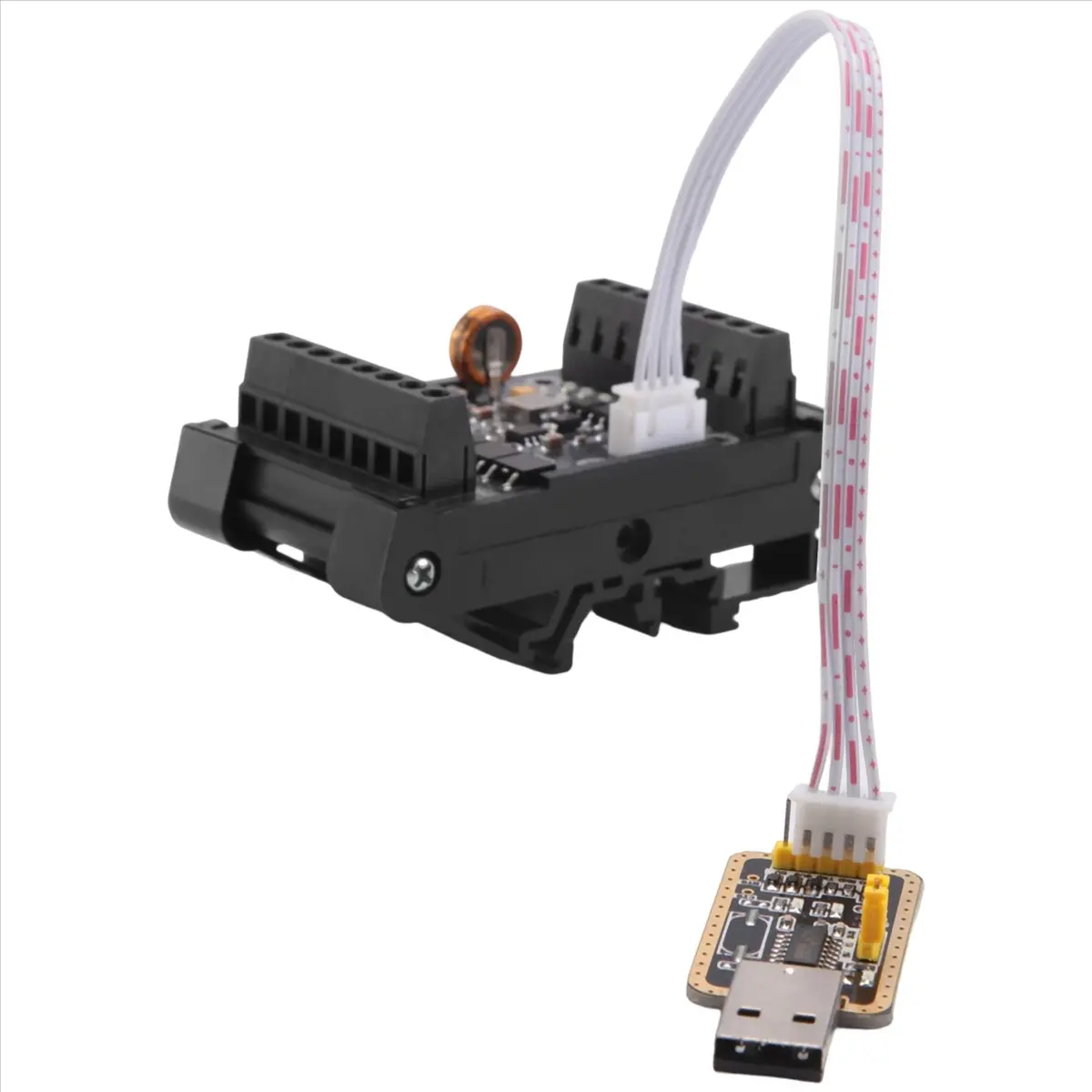FX1N-14MT PLC Industrial Control Board+Case+USB-TTL Cable PLC Module Analog Input/Output with Guide Rail-A50M