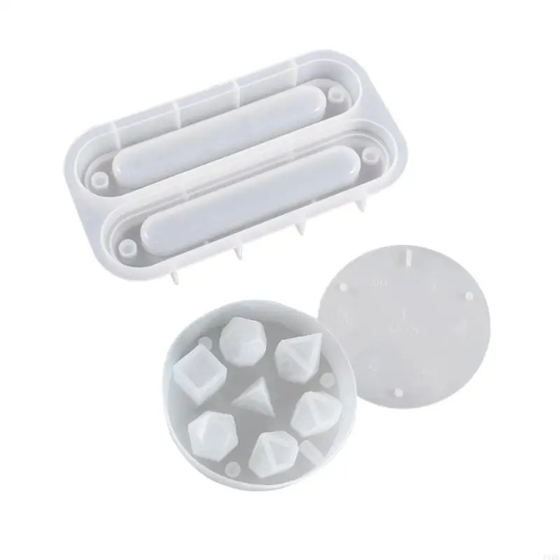 P0RF Dices Digital Game Silicone Mould Epoxy Resin Dices Mold Set with Storage Box