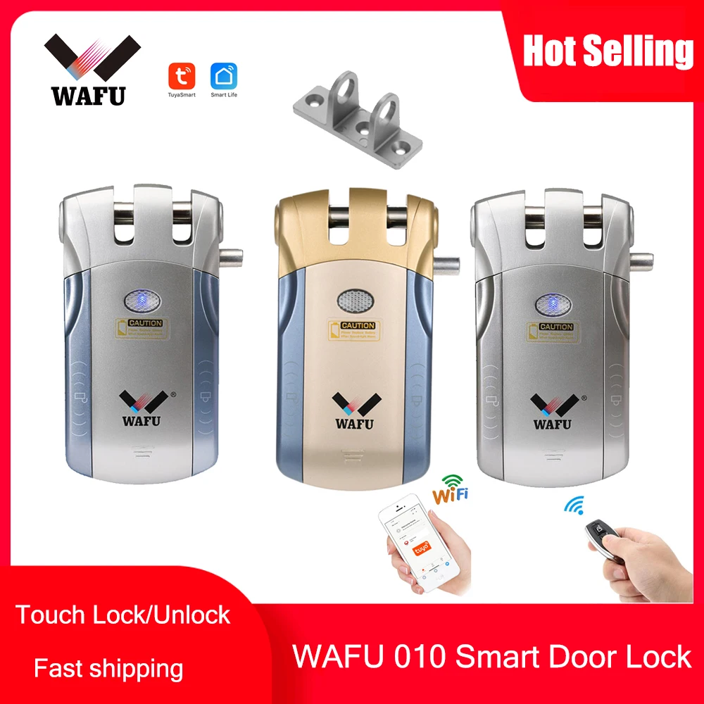 Wafu 010 Smart Door Lock Tuya wifi Smart Lock Remote Control Bluetooth Intelligent Lock Remote Control Invisible Deadbolt Lock