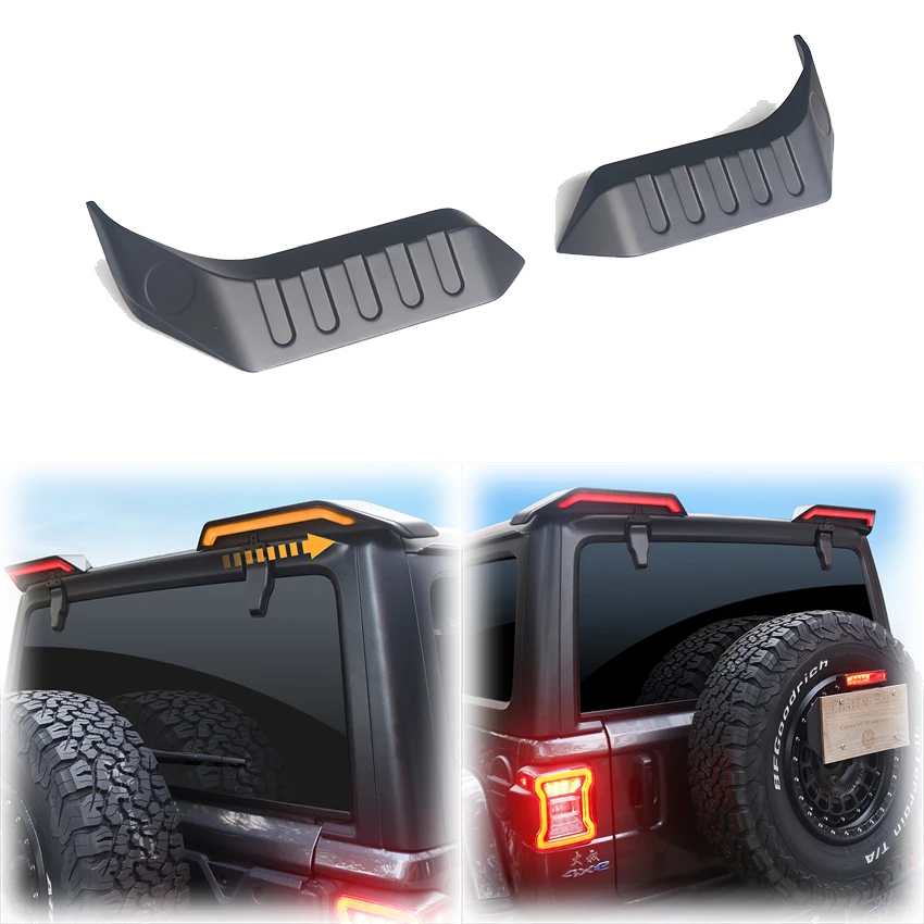 2007-2023 Do Jeep Wrangler JK JL Samochodowy Tylny Dachowy Spoiler LED, Boczny Splitter, Górna Listwa Skrzydłowa, Standard EU&USA, 4 Kolory Światła