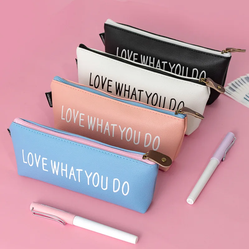 PU Leather Pen Case Canvas Pen Bag Multi-function Stationery Bag Single Layer Student Stationery Pencil Bag Pencil Cases