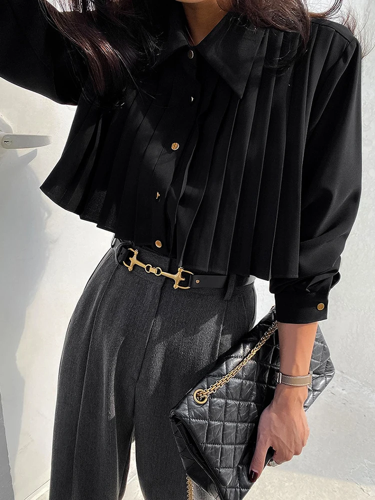 Mueyaruho 2024 Autumn Winter Women Elegant Office Chiffon Shirt Long Sleeve Solid Black Ladies Blouse For Woman Female