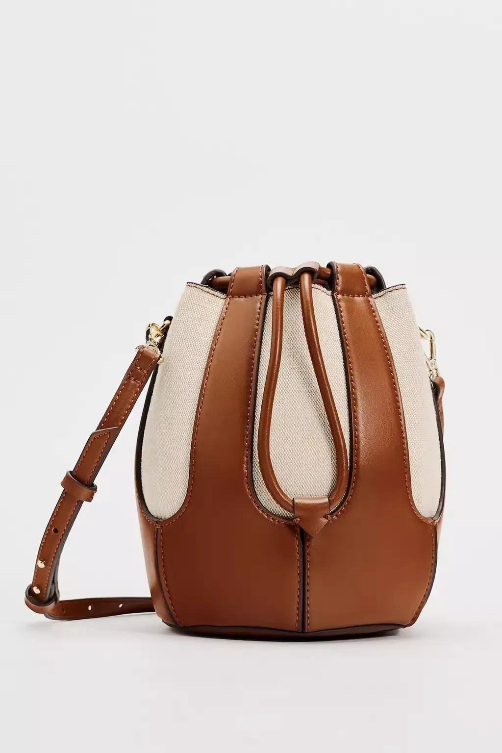 Women Shoulder Bags Cylinder PU Leather Bucket Ladies Crossbody Bag Casual Drawstring Handbags Purse for Travel Shopping