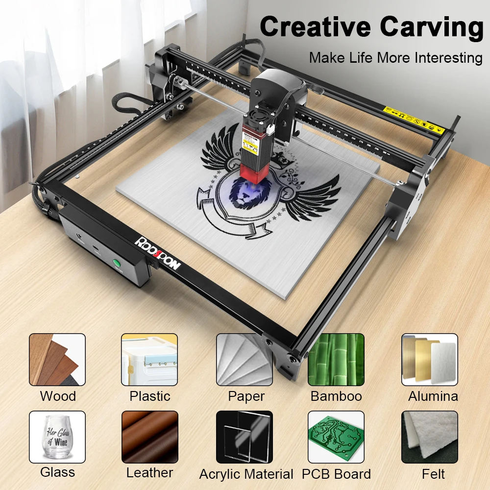 RDDSPON 7W 2.5W Macchina per incisione laser Taglio laser fai da te Macchina per incisione Logo Legno dipinto Metallo Acrilico Pelle Vetro