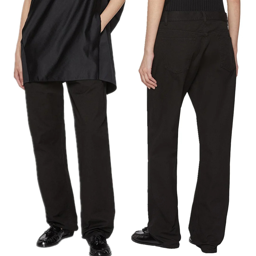 

Maxdutti French Minimalist Woman Clothes Spring/Summer Mid Waist Thin Linen Jeans Black Trousers Straight Leg Denim Pants Women