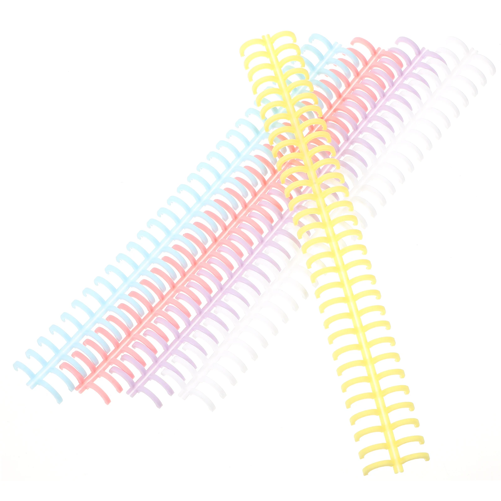 

10pcs Loose Leaf Binder Rings Spiral Binding Coils Plastic Notebook 30 Holes Per Ring Milky Yellow Pink Purple Blue Each 2