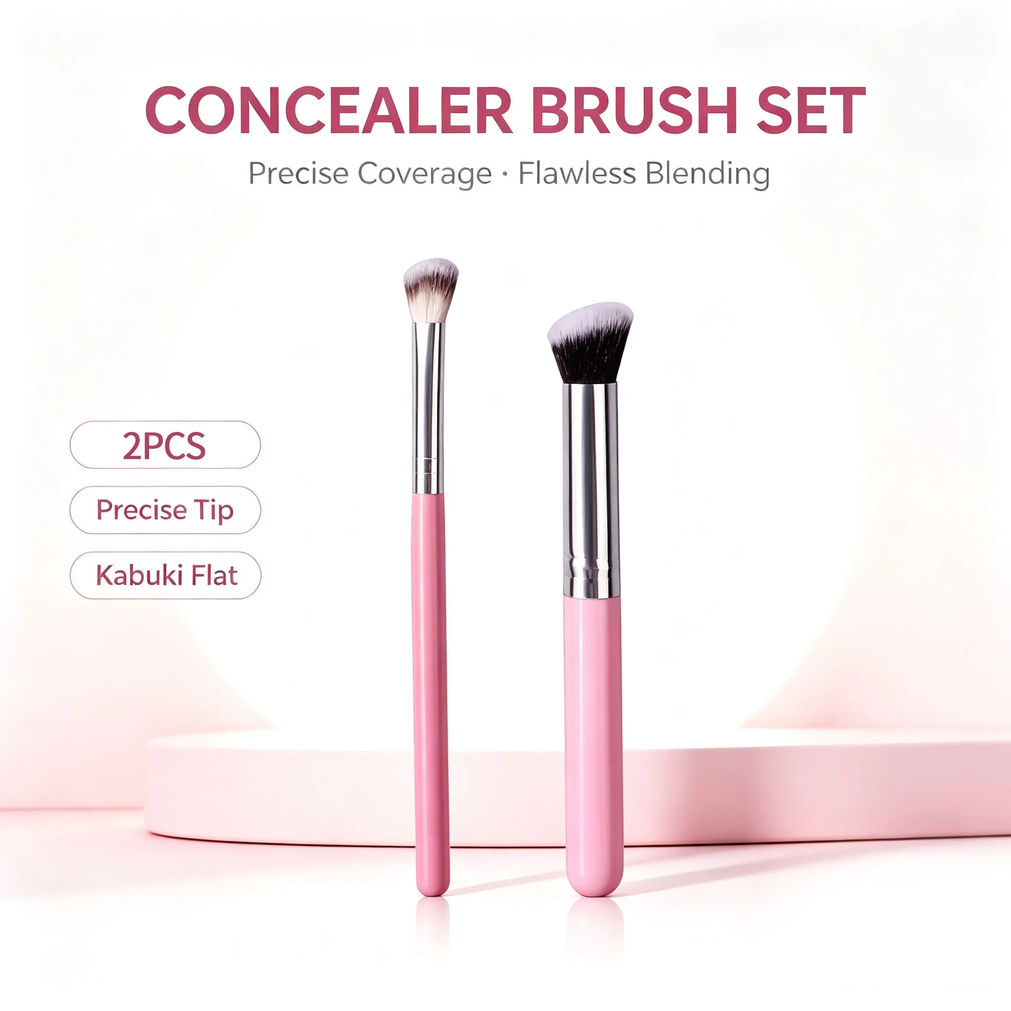 2Pcs Concealer Brush Set,Soft Fiber Brush Head for Precise Coverage & Seamless Blending, Cosmetic Brushes for Under Eye