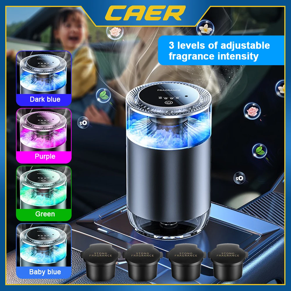 CAER Smart Car Air Freshener รถชาร์จ Aroma Diffuser Cloud Mist พร้อมเสียงรถกระบะโคมไฟ RGB Light สําหรับภายในรถยนต์