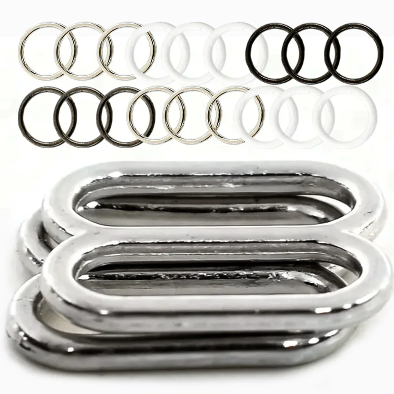

100/200Sets 6-15mm O Ring Buckles Bra Strap Tri-Glide Slider Clasp Bikini Underwear Dresses Shoulder Hook DIY Sewing Accessories
