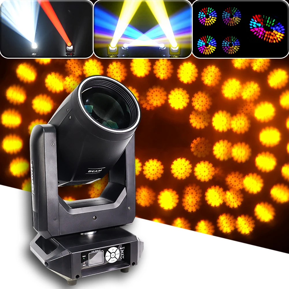 

Светодиодный прожектор YUER 295W 14R Beam Moving Head Light с кольцевой подсветкой, 6-рядной призмой, 13 гобо и цветовыми эффектами, DMX-управление, для свадеб, вечеринок и баров.