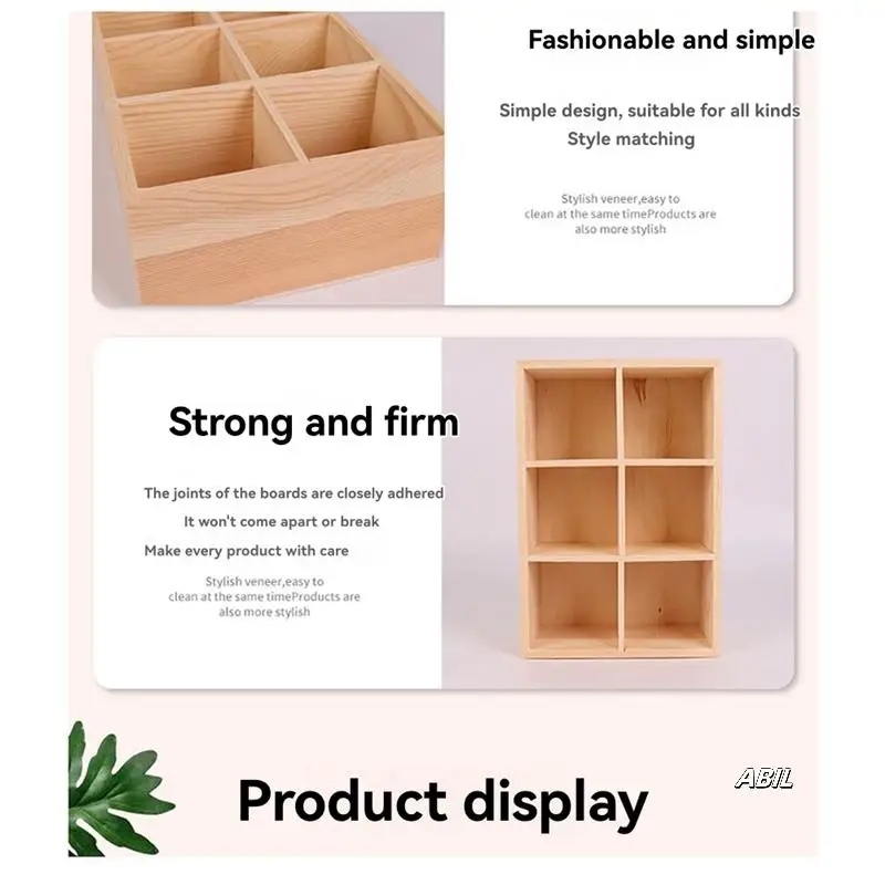 

Desktop Wooden Storage Rectangular Grid Box Office And Kindergarten Stationery Storage Grid Multi-Grid Square